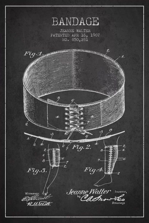 Bandage 1 Charcoal Patent Blueprint