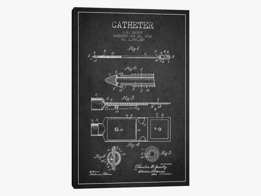 Catheter 1 Charcoal Patent Blueprint by Aged Pixel 1-piece Art Print