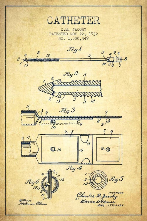 Catheter 1 Vintage Patent Blueprint