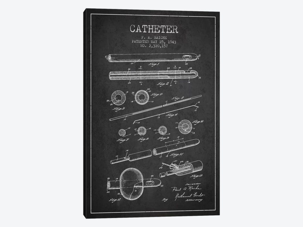 Catheter 2 Charcoal Patent Blueprint by Aged Pixel 1-piece Canvas Wall Art