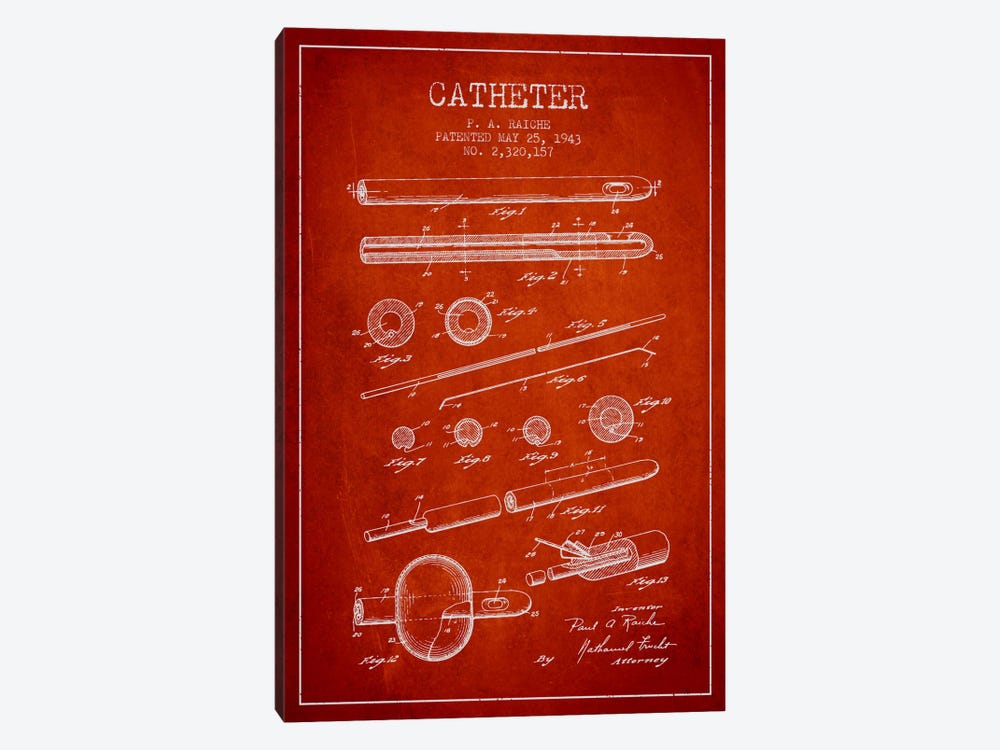 Catheter 2 Red Patent Blueprint by Aged Pixel 1-piece Art Print