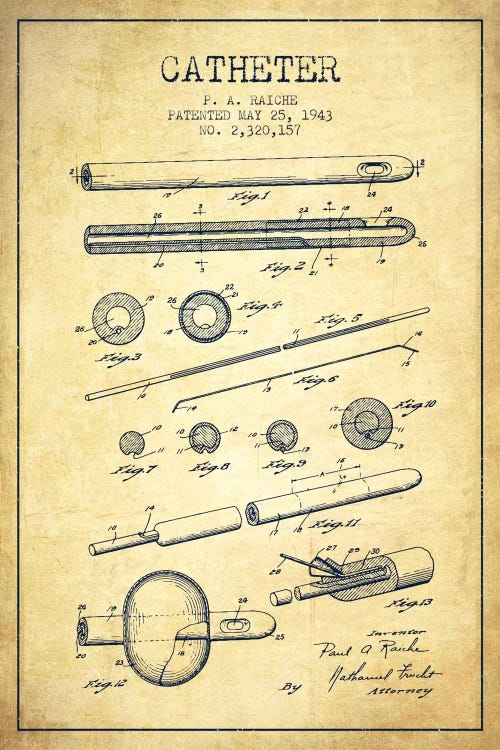 Catheter 2 Vintage Patent Blueprint