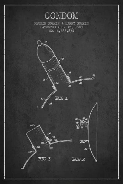 Beauty & Personal Care Blueprints: Condom Charcoal Patent Blueprint by Aged Pixel