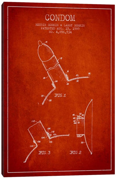 Condom Red Patent Blueprint Canvas Art Print - Beauty & Personal Care Blueprints