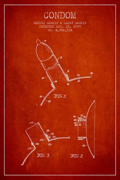 Beauty & Personal Care Blueprints: Condom Red Patent Blueprint by Aged Pixel