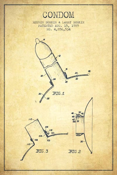Medical & Dental Blueprints: Condom Vintage Patent Blueprint by Aged Pixel