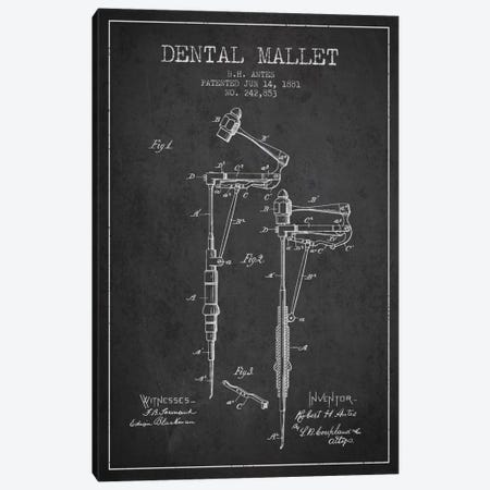 Dental Mallet Charcoal Patent Blueprint Canvas Print #ADP1895} by Aged Pixel Canvas Wall Art
