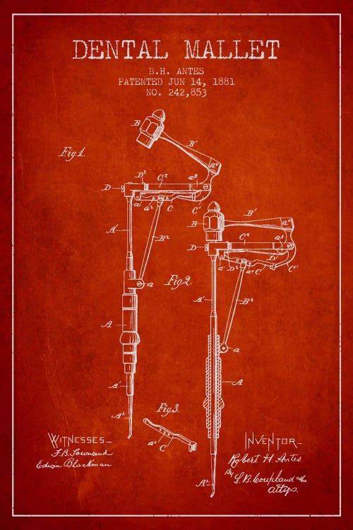 Dental Mallet Red Patent Blueprint