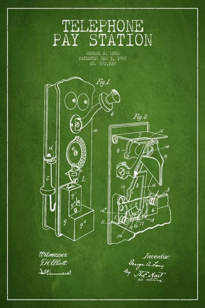 Electronics & Communication Blueprints: Long Telephone Green Patent Blueprint by Aged Pixel