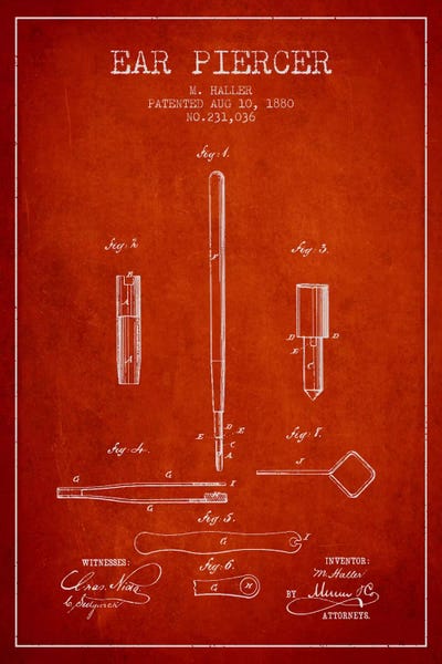 Beauty & Personal Care Blueprints: Ear Piercer Red Patent Blueprint by Aged Pixel