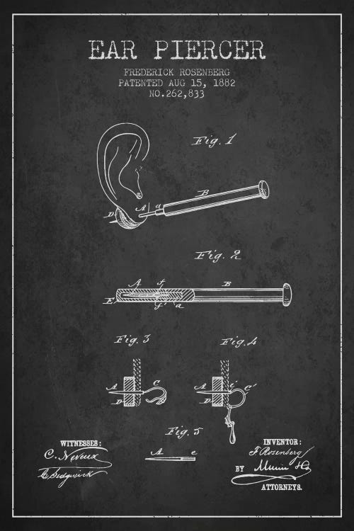Ear Piercer 2 Charcoal Patent Blueprint