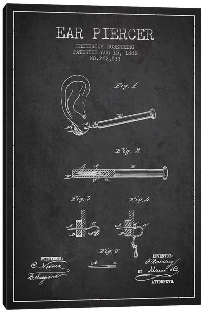 Ear Piercer 2 Charcoal Patent Blueprint Canvas Art Print - Beauty & Personal Care Blueprints