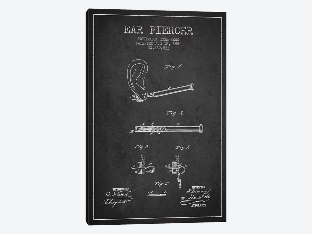 Ear Piercer 2 Charcoal Patent Blueprint by Aged Pixel 1-piece Canvas Print
