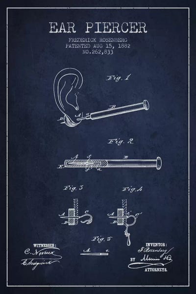 Ear Piercer 2 Navy Blue Patent Blueprint by Aged Pixel framed canvas print