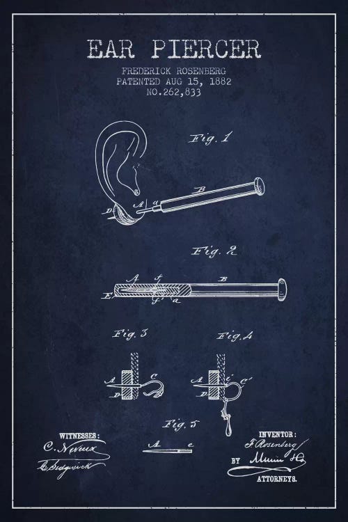 Ear Piercer 2 Navy Blue Patent Blueprint by Aged Pixel wall art
