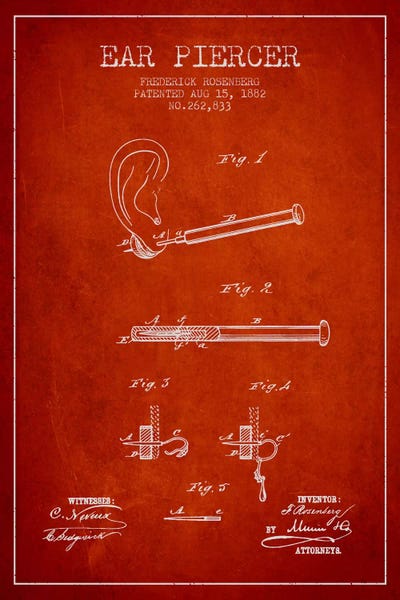 Beauty & Personal Care Blueprints: Ear Piercer 2 Red Patent Blueprint by Aged Pixel