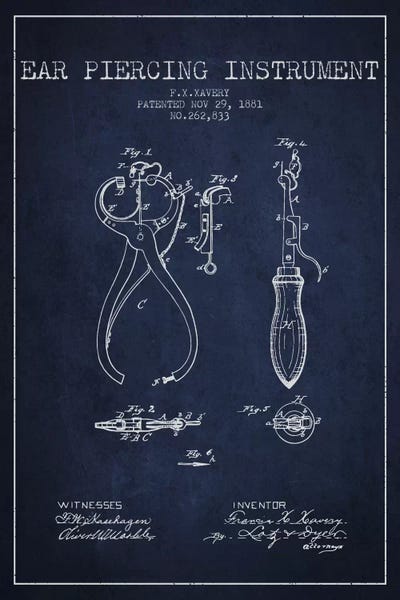 Beauty & Personal Care Blueprints: Ear Piercer 3 Navy Blue Patent Blueprint by Aged Pixel
