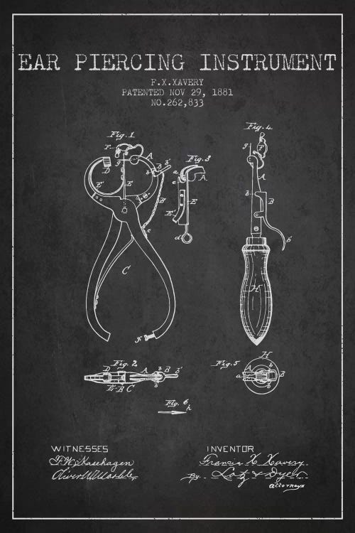 Ear Piercer 3 Charcoal Patent Blueprint