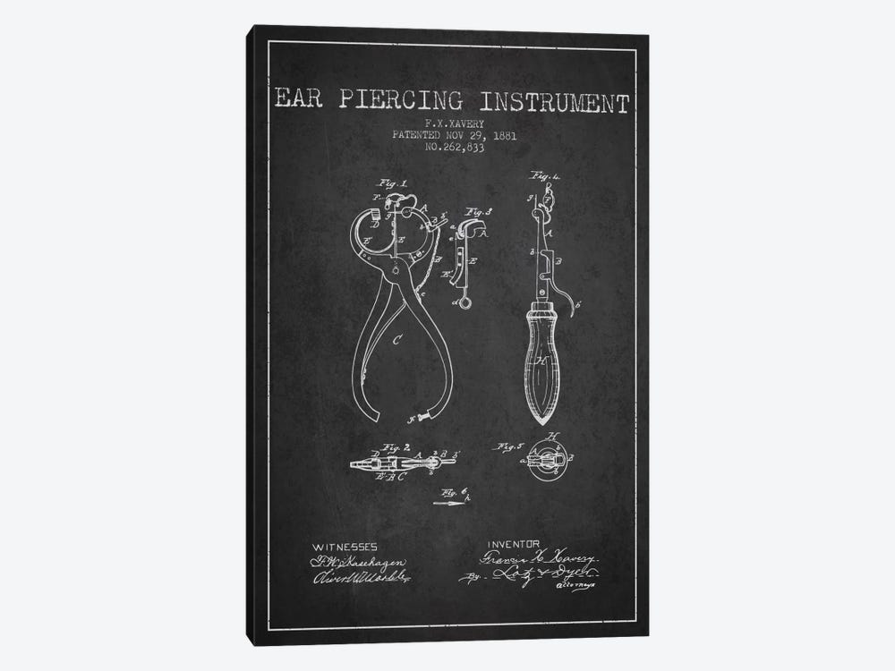 Ear Piercer 3 Charcoal Patent Blueprint by Aged Pixel 1-piece Canvas Art