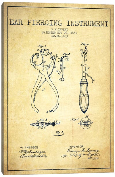 Ear Piercer 3 Vintage Patent Blueprint Canvas Art Print - Beauty & Personal Care Blueprints