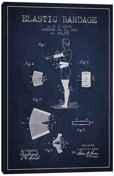 Elastic Bandage Navy Blue Patent Blueprint Canvas Art Print - Aged Pixel: Medical & Dental