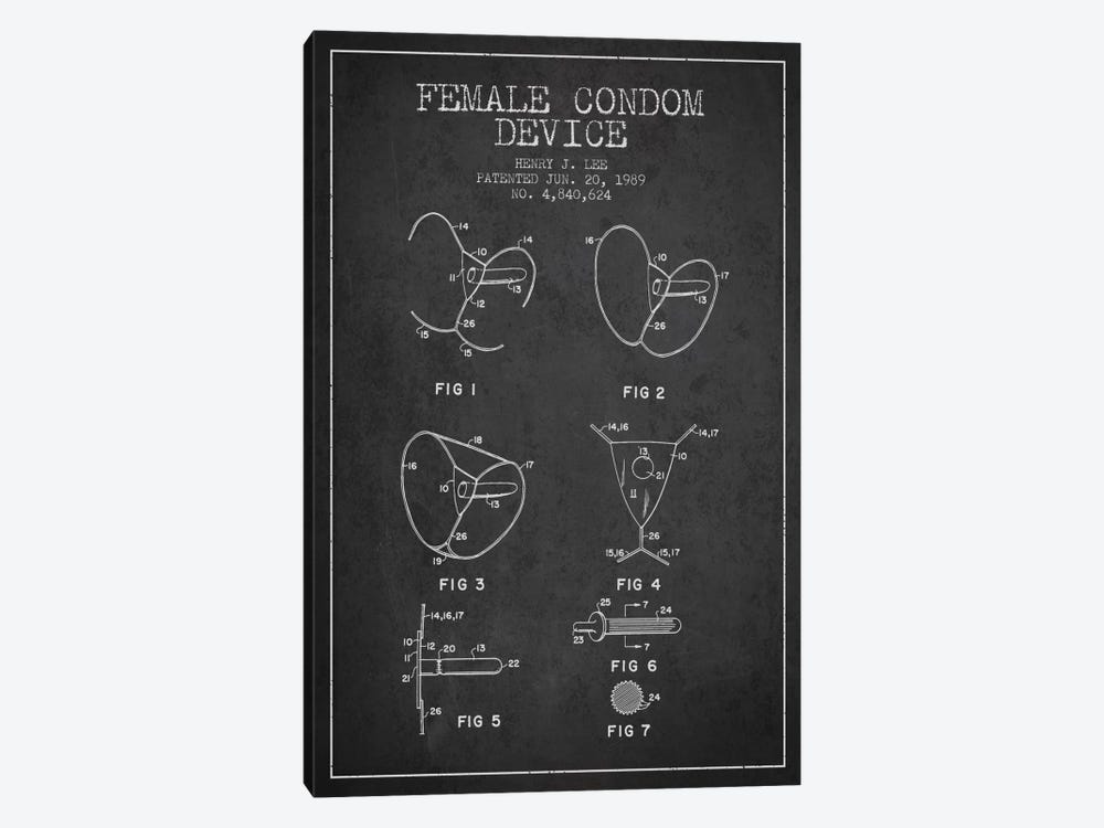 Female Condom Charcoal Patent Blueprint by Aged Pixel 1-piece Canvas Art