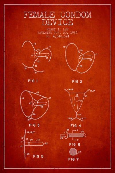 Beauty & Personal Care Blueprints: Female Condom Red Patent Blueprint by Aged Pixel