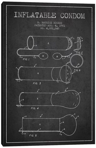 Inflatable Condom Charcoal Patent Blueprint Canvas Art Print - Medical & Dental Blueprints