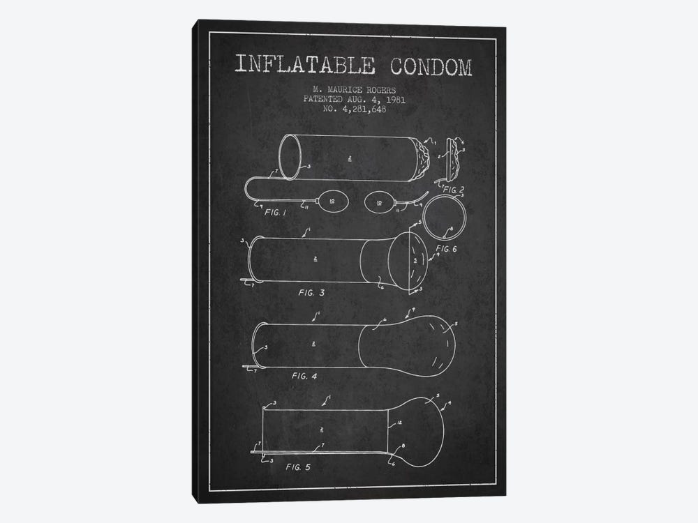 Inflatable Condom Charcoal Patent Blueprint by Aged Pixel 1-piece Art Print