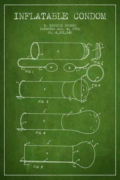 Inflatable Condom Green Patent Blueprint