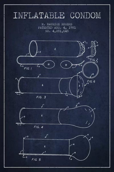 Inflatable Condom Navy Blue Patent Blueprint