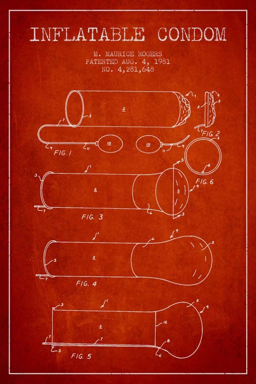 Inflatable Condom Red Patent Blueprint