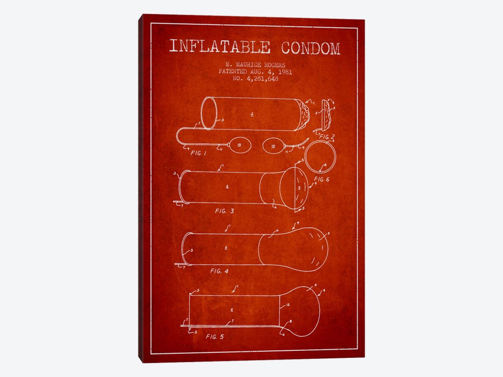 Inflatable Condom Red Patent Blueprint by Aged Pixel 1-piece Canvas Art