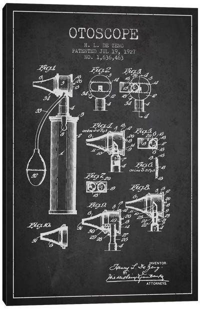 Otoscope 2 Charcoal Patent Blueprint Canvas Art Print - Aged Pixel: Medical & Dental