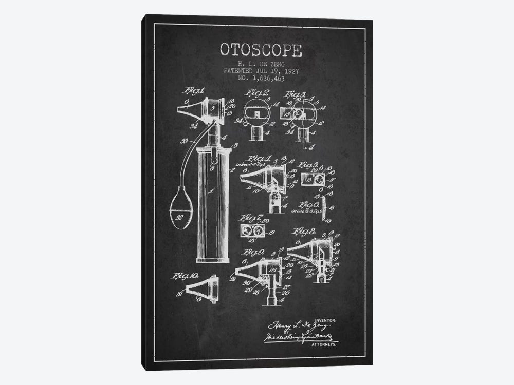 Otoscope 2 Charcoal Patent Blueprint by Aged Pixel 1-piece Canvas Print