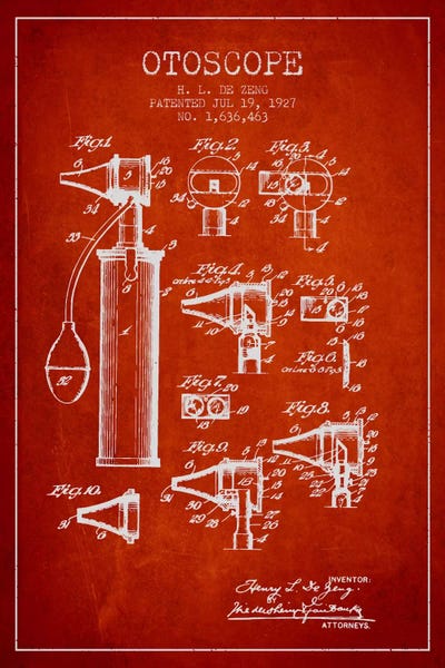 Otoscope 2 Red Patent Blueprint by Aged Pixel canvas print