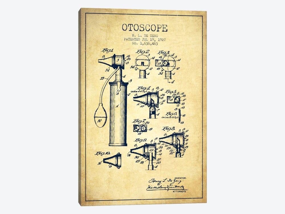 Otoscope 2 Vintage Patent Blueprint by Aged Pixel 1-piece Art Print