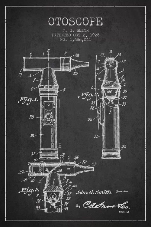 Otoscope 3 Charcoal Patent Blueprint