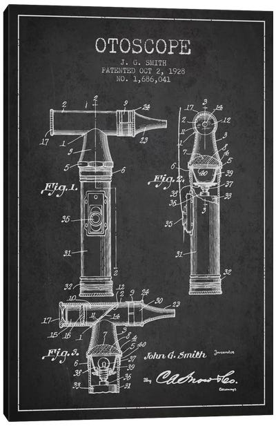 Otoscope 3 Charcoal Patent Blueprint Canvas Art Print - Medical & Dental Blueprints