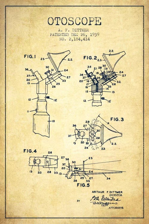 Otoscope 4 Vintage Patent Blueprint