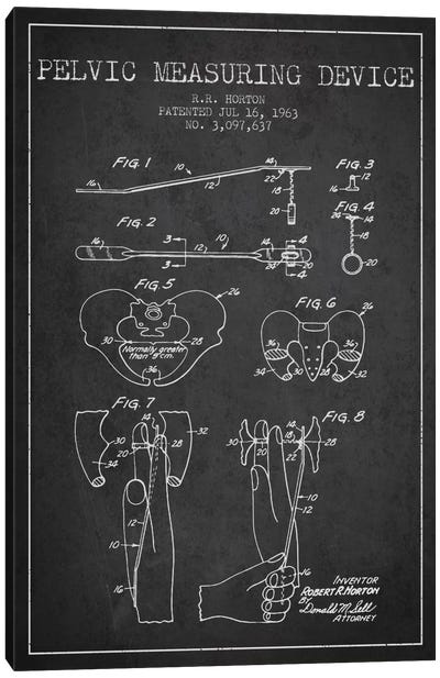 Pelvic Measuring Charcoal Patent Blueprint Canvas Art Print - Medical & Dental Blueprints