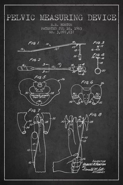 Medical & Dental Blueprints: Pelvic Measuring Charcoal Patent Blueprint by Aged Pixel