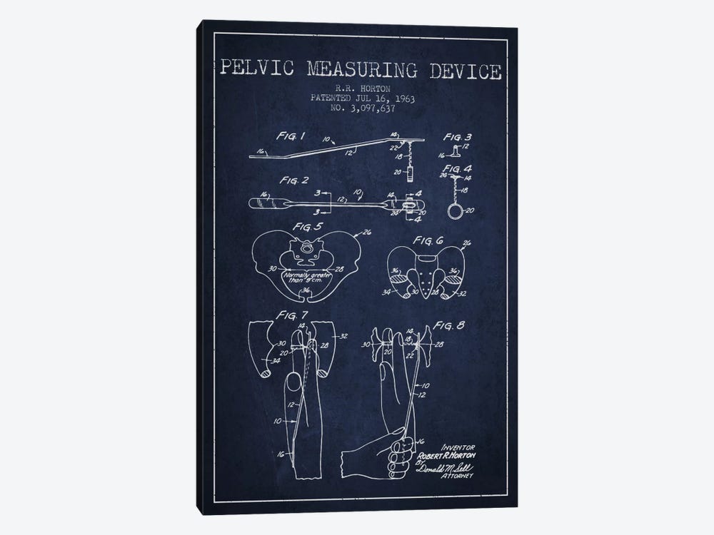 Pelvic Measuring Navy Blue Patent Blueprint by Aged Pixel 1-piece Art Print