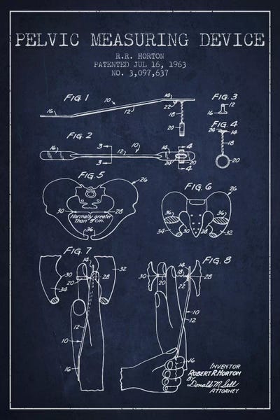 Medical & Dental Blueprints: Pelvic Measuring Navy Blue Patent Blueprint by Aged Pixel