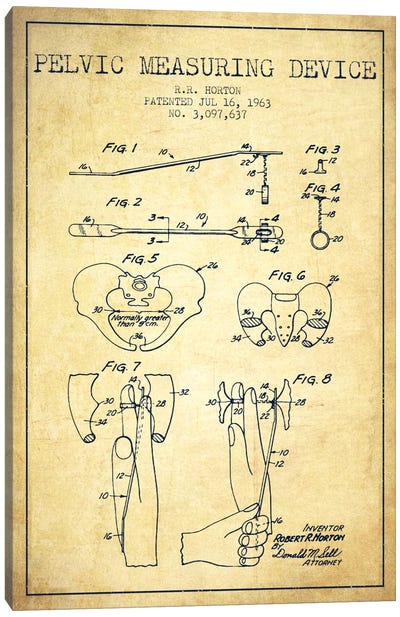 Pelvic Measuring Vintage Patent Blueprint Canvas Art Print - Medical & Dental Blueprints