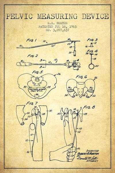 Medical & Dental Blueprints: Pelvic Measuring Vintage Patent Blueprint by Aged Pixel