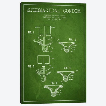Spermacidal Condom Green Patent Blueprint Canvas Print #ADP1985} by Aged Pixel Canvas Art