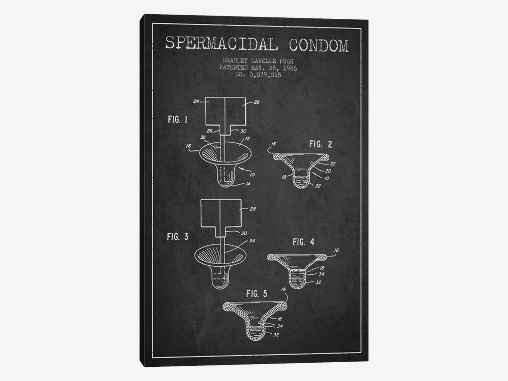 Spermacidal Condom Charcoal Patent Blueprint by Aged Pixel 1-piece Canvas Art