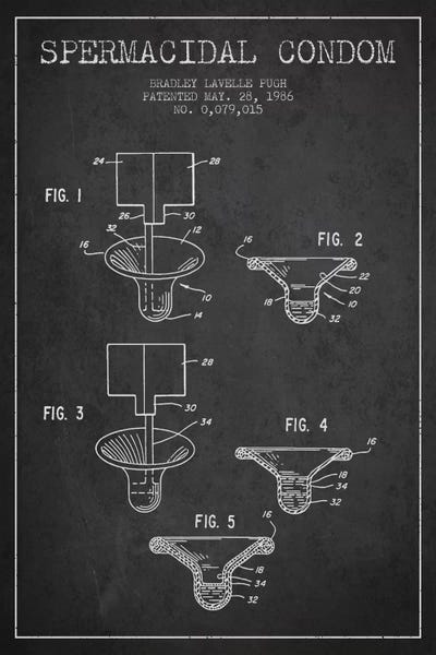 Beauty & Personal Care Blueprints: Spermacidal Condom Charcoal Patent Blueprint by Aged Pixel