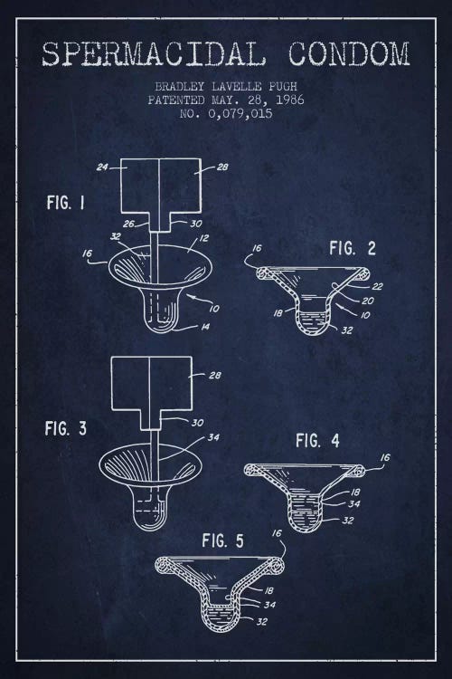 Spermacidal Condom Navy Blue Patent Blueprint by Aged Pixel wall art